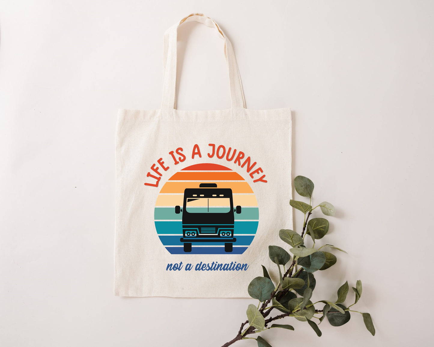 Life is a journey, not a destination Motorhome Caravan natural tone tote bag.