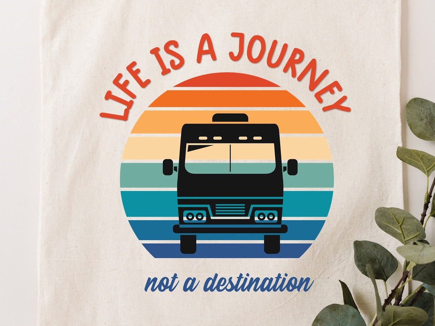 Life is a journey, not a destination Motorhome Caravan natural tone tote bag.