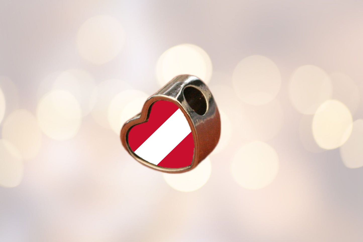 Austrian Austria Flag heart shaped bracelet charm bead Christmas Birthday Valentine’s Day gift. Personalised charm