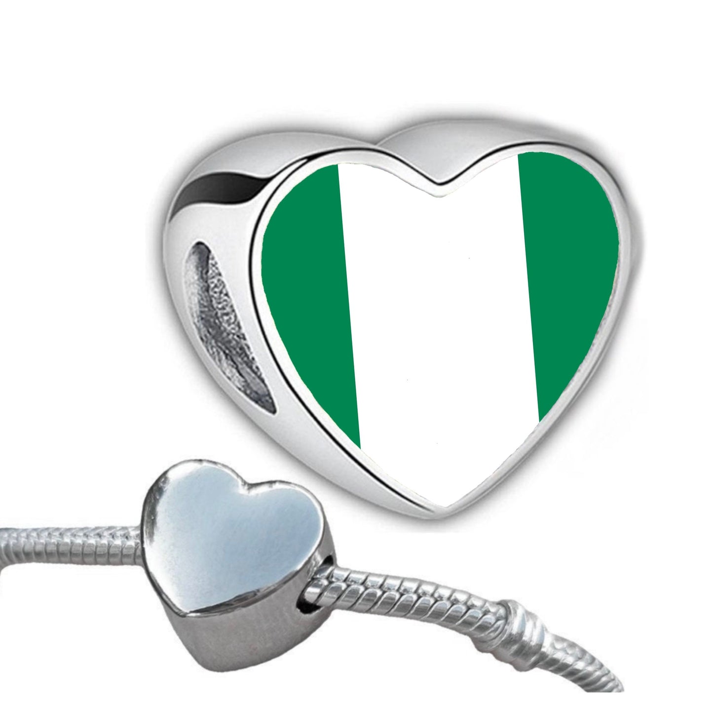 Nigerian Nigeria heart shape bracelet stainless steel charm bead Personalised Add on charm Large hole Valentine gift for mom mum African