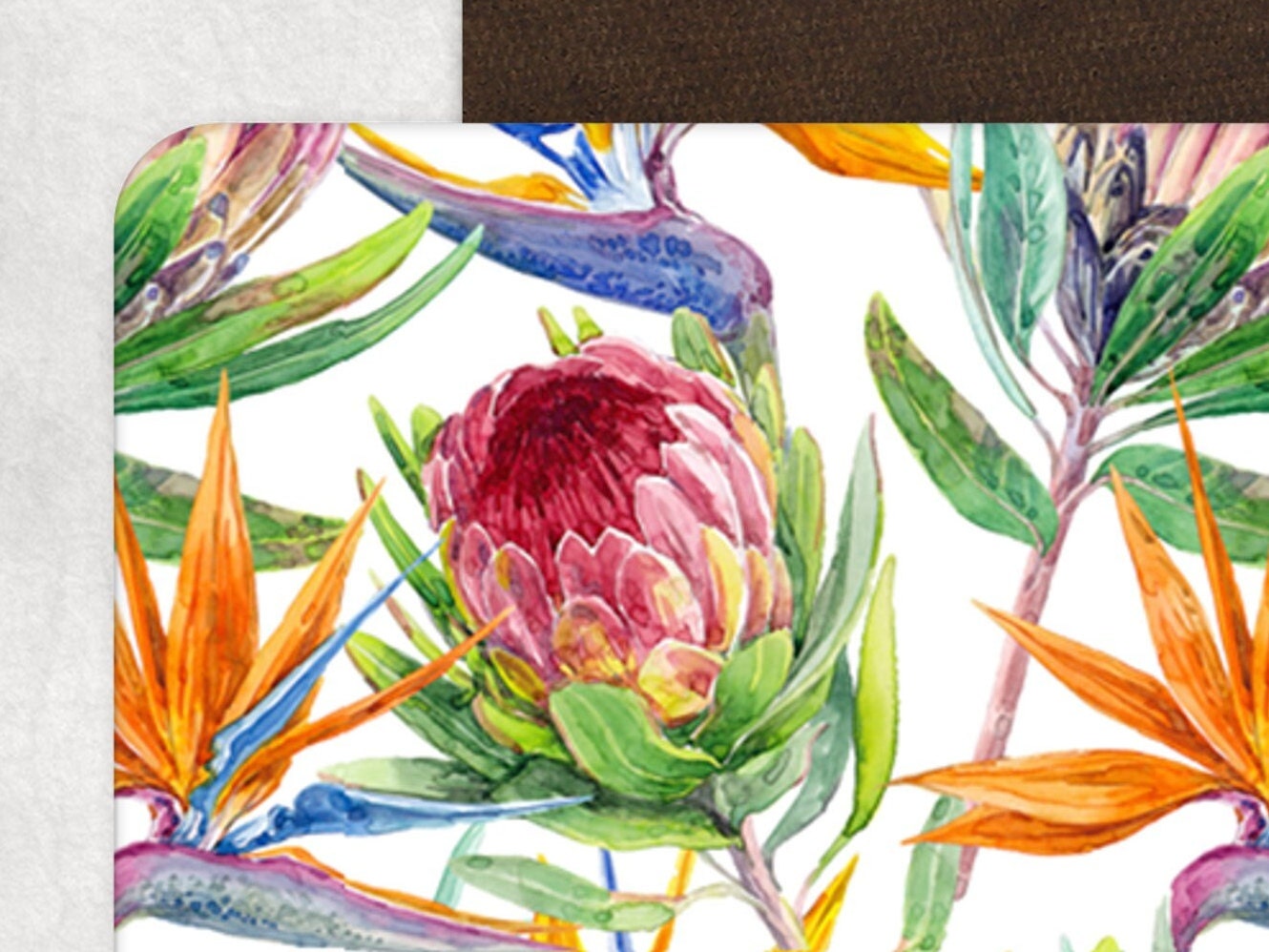 Protea and Strelitzia ( bird of paradise flower ) placemat tablemat, beautiful South African inspired design.