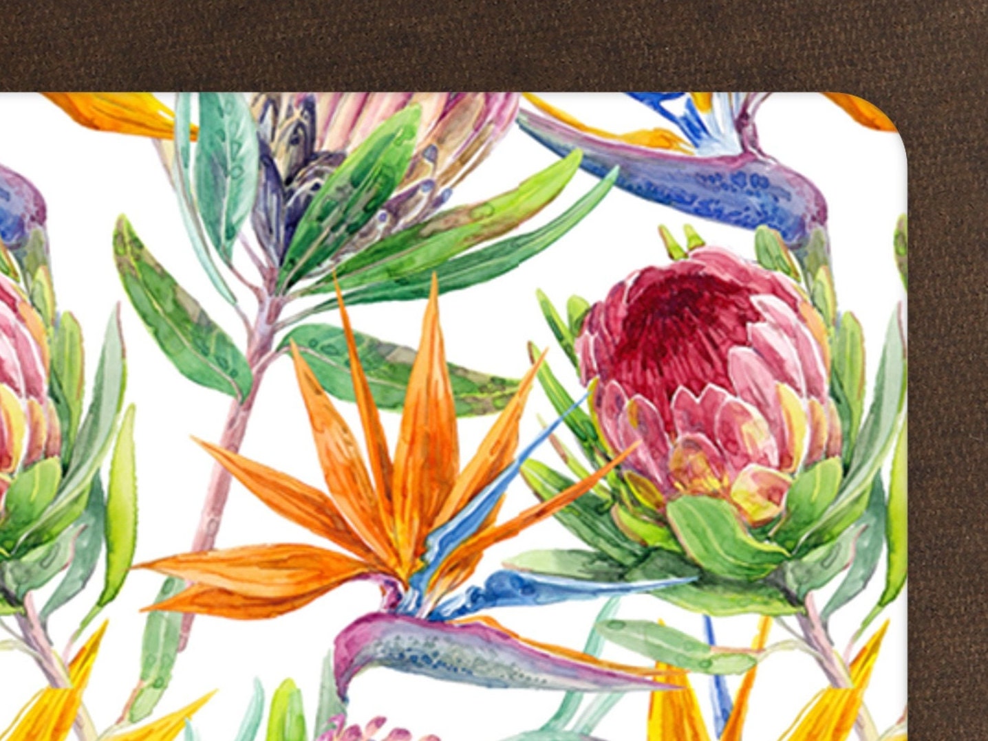 Protea and Strelitzia ( bird of paradise flower ) placemat tablemat, beautiful South African inspired design.