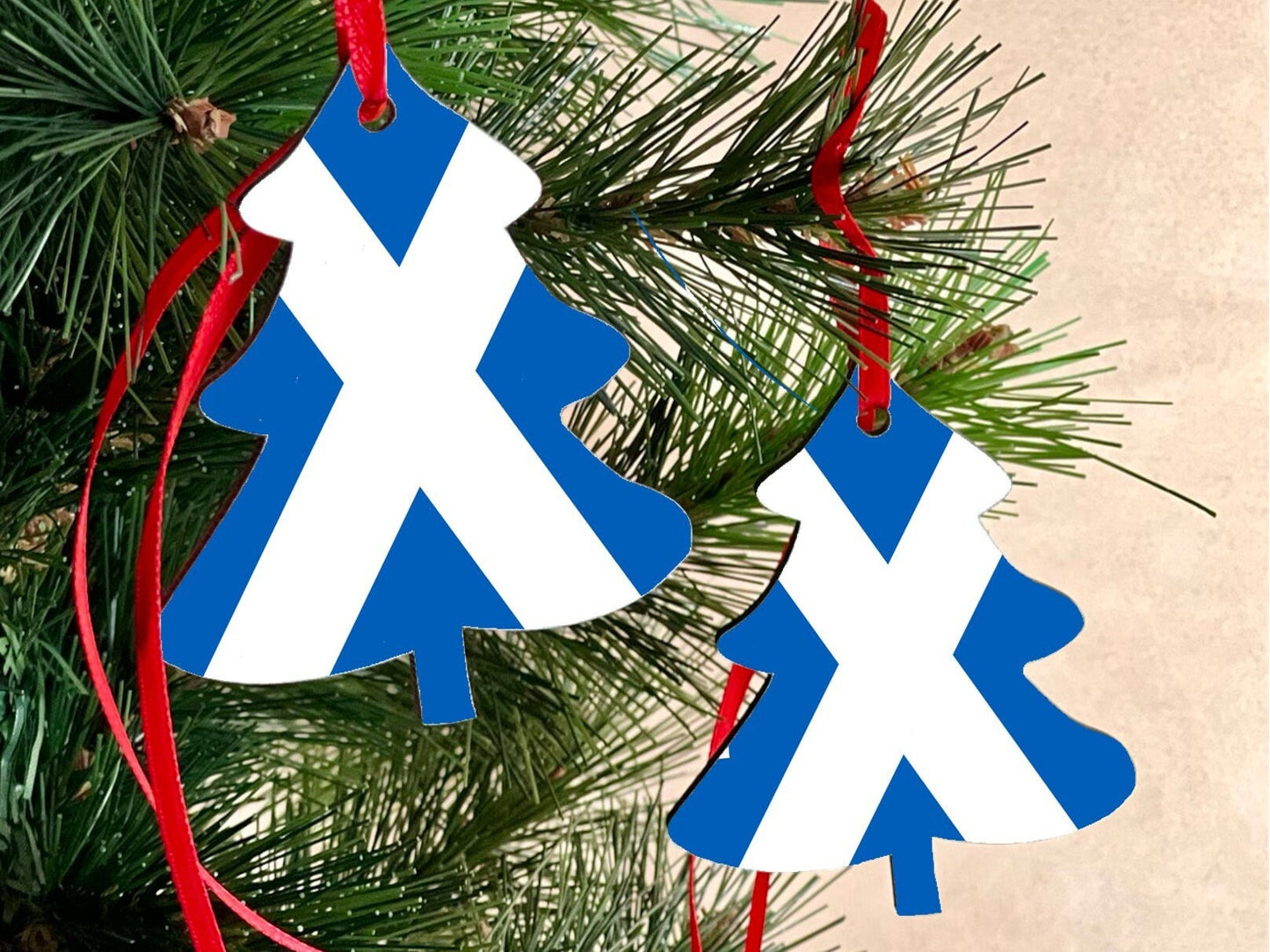 Christmas Tree Scotland Scottish Saltire Flag Decoration Hanging Ornament Bauble Xmas  Secret Santa Stocking Filler New Home Gift Keepsake