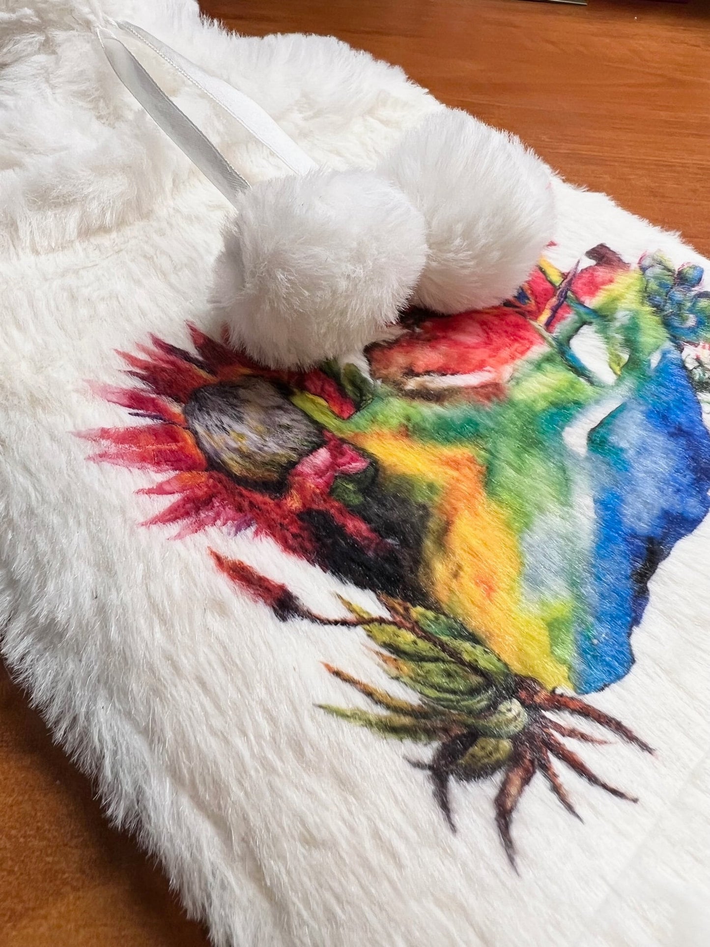 Protea South Africa flag map Hot Water Bottle Fluffy plush luxurious white cover ONLY Protea Floral Watercolour Design.