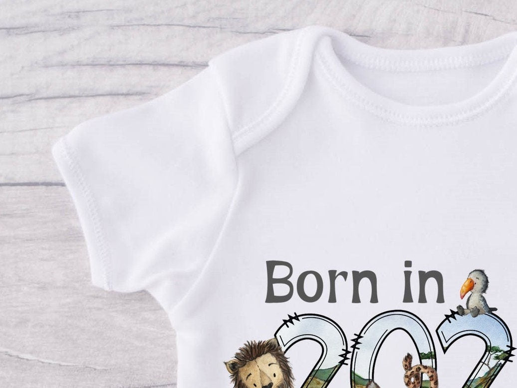 Baby Gift Vest Born in 2023 safari animals baby vest. New baby gift. Baby shower. Pregnancy Announcement. Gender neutral.