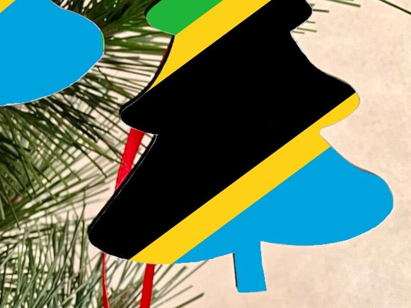 Christmas Tree Decoration Ornament Tanzanian Flag Christmas decoration hanging ornament Bright and colourful South African flag.