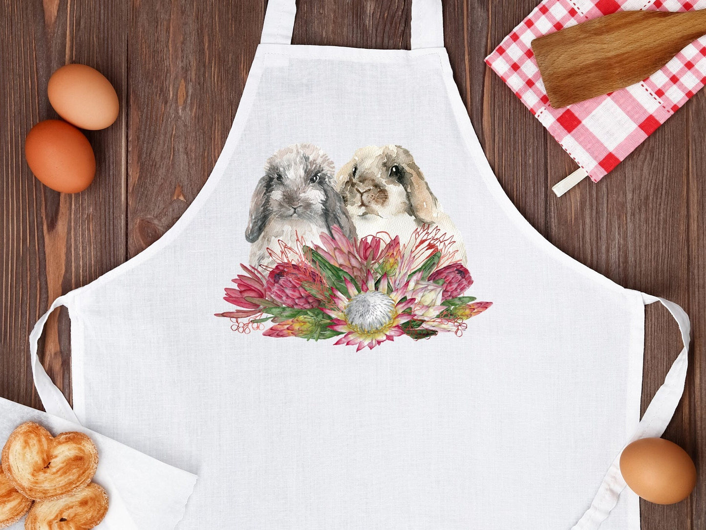 Easter Bunnies with Proteas apron. Easter gift.