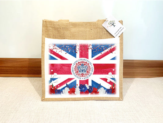 King Charles III Coronation 2023 Hessian Jute Bag-Official emblem-Commemorate royal family souvenir keepsake-Celebrate HM King Charles 3rd