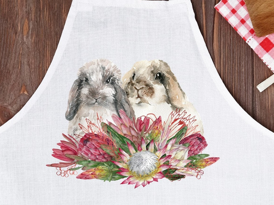 Easter Bunnies with Proteas apron. Easter gift.