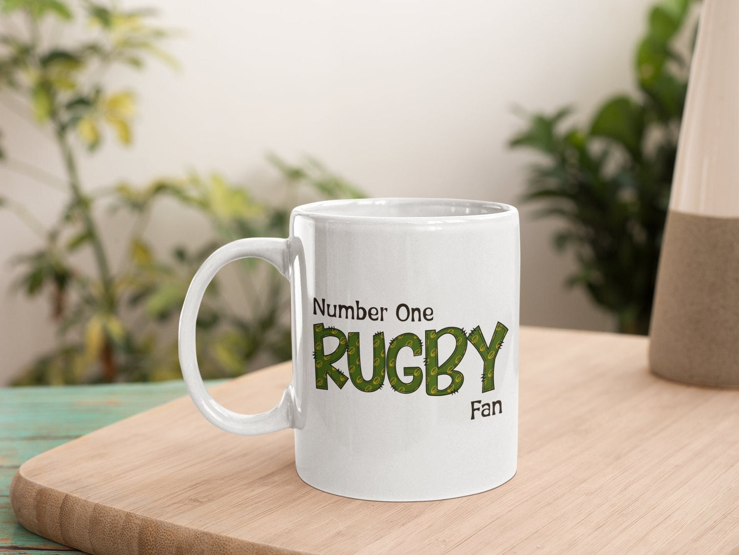 Rugby fan coffee mug, customized personalized mug, rugby team colours flag, fathers day birthday gift for him, number one fan