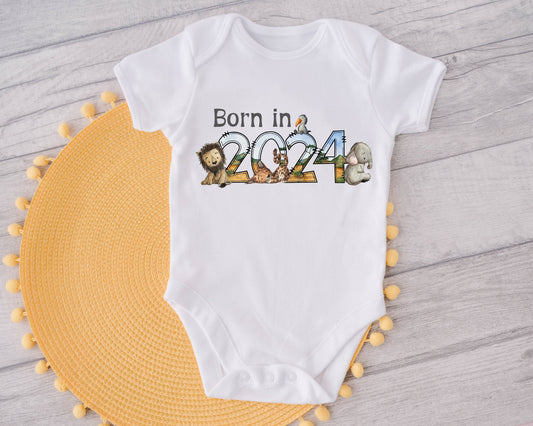 Baby Gift Vest Born in 2024 safari animals New baby Baby shower Pregnancy Announcement Gender neutral Safari Jungle Animals Nursey decor