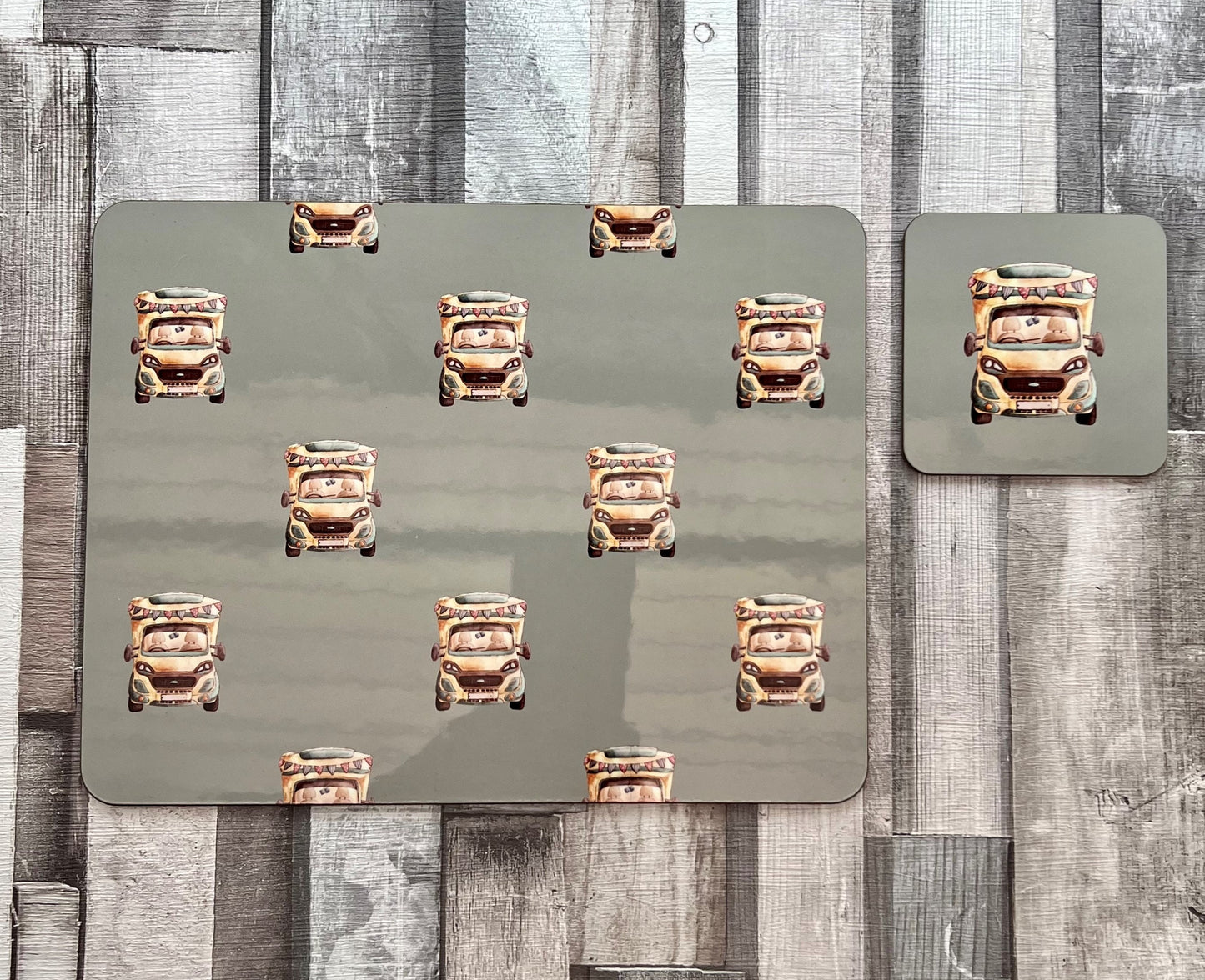 Motorhome Camping Car RV Campervan tablemat placemat place setting coaster gift for Father's Day Grandad Travel Roadtrip Vintage
