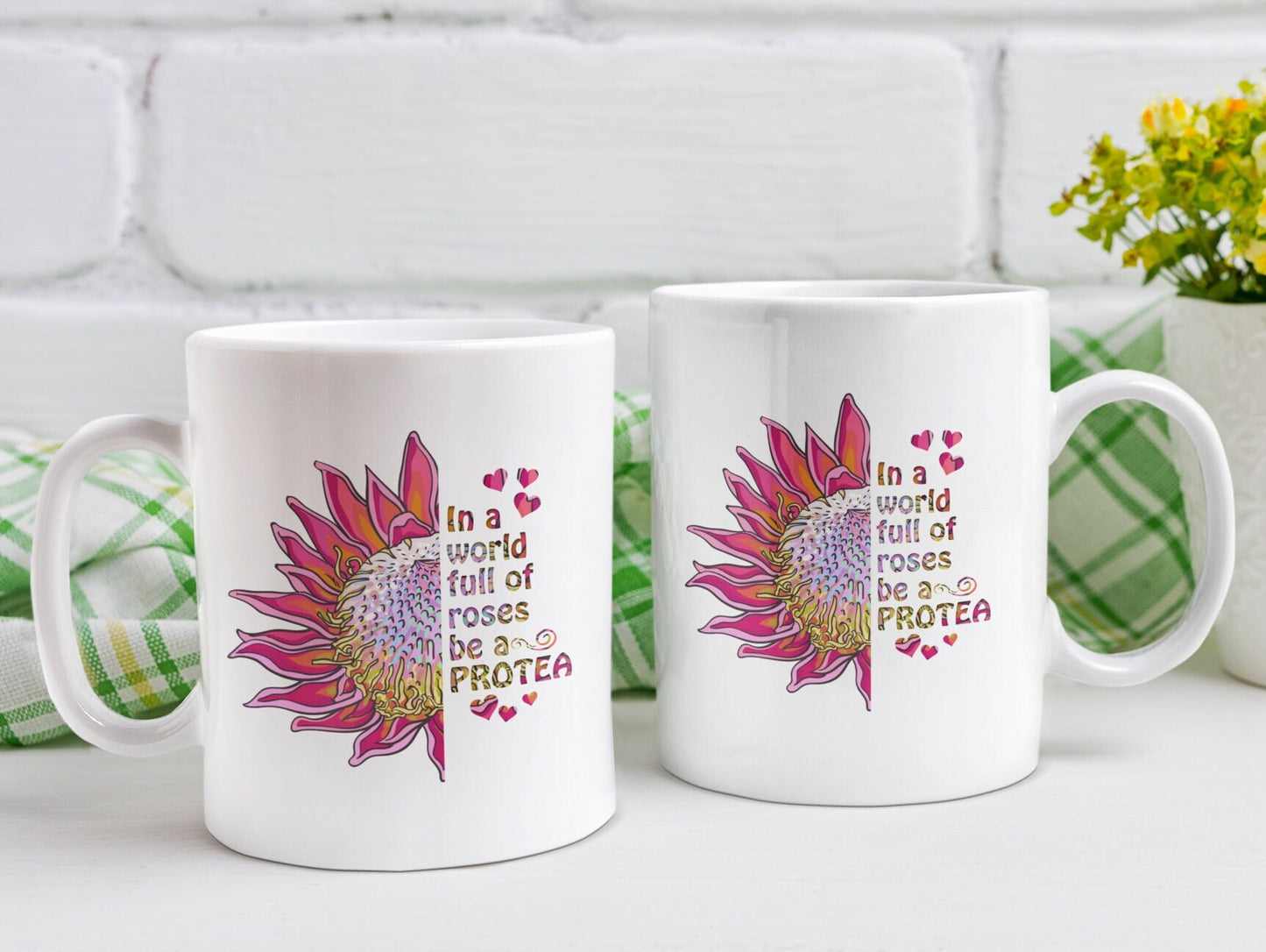 Protea 11oz mug tropical flower motivational quote gift In a world full of roses South African gift for her mum mom ouma best friend