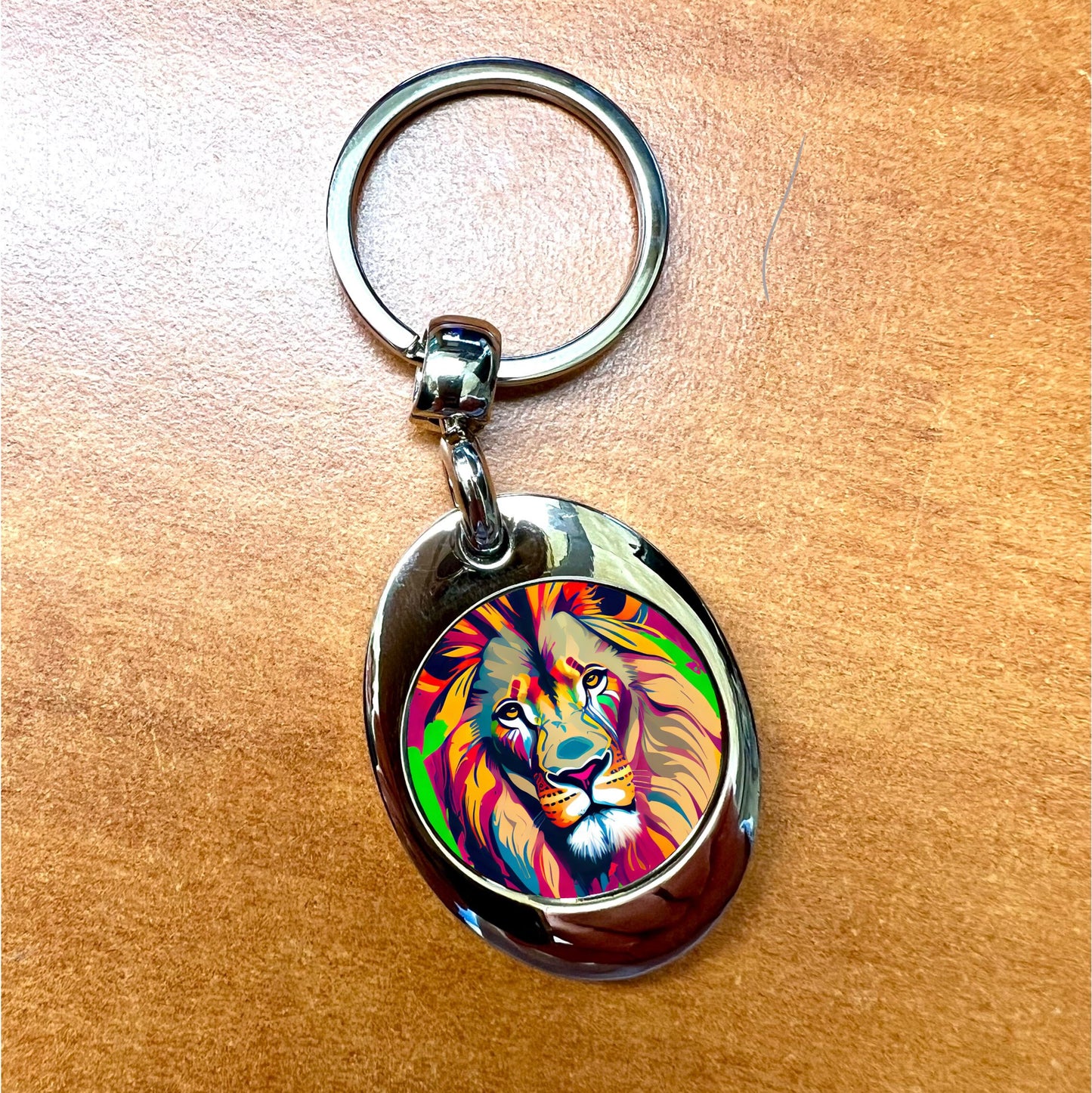 Safari African savannah jungle animal keyring wildlife gift bright elephant lion zebra giraffe conservation Trolley Token Pound euro