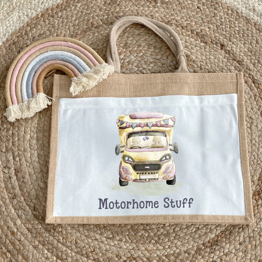 Motorhome Eco-friendly Hessian Burlap Tote Reusable Caravan Rv gift for camping personalized