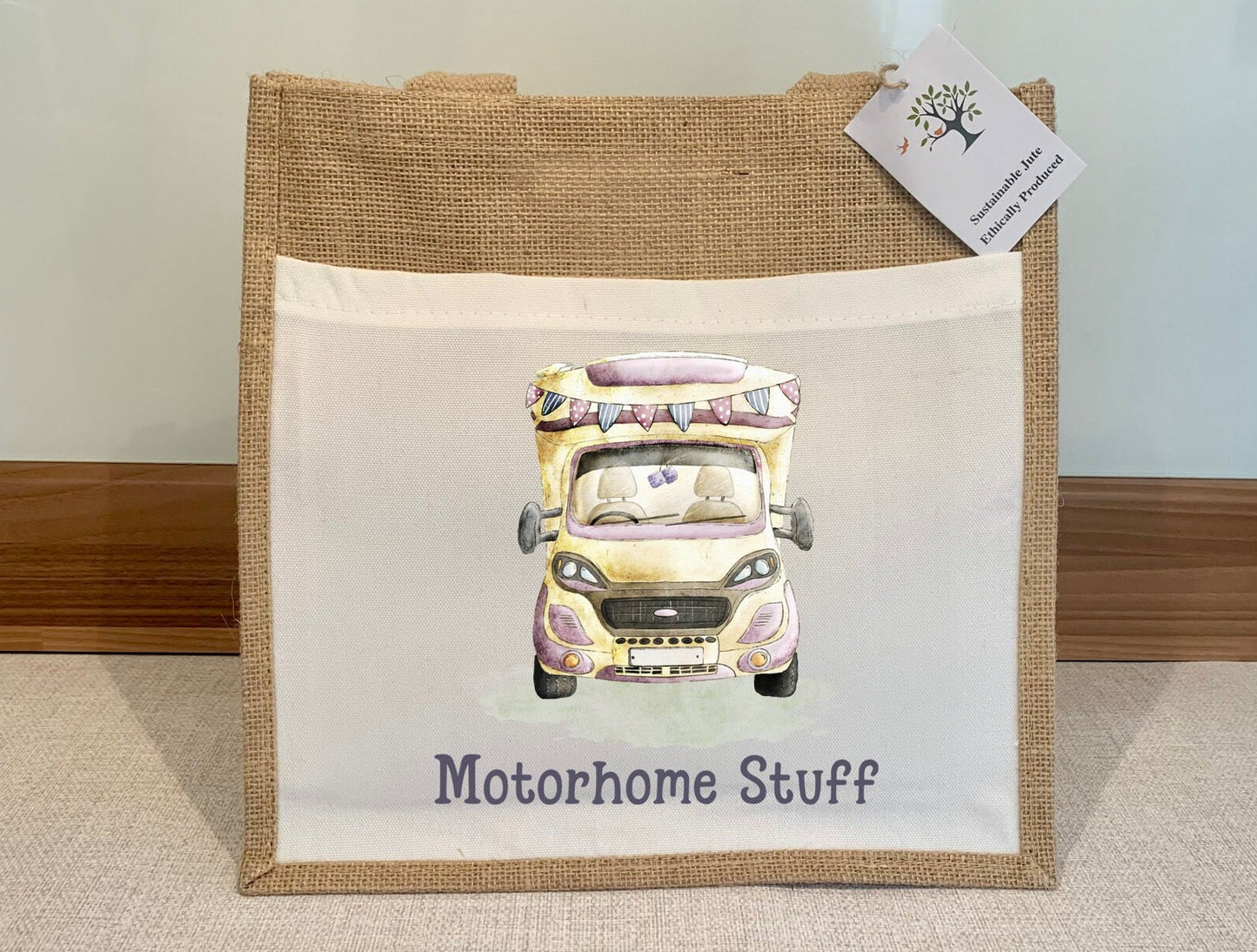 Motorhome Eco-friendly Hessian Burlap Tote Reusable Caravan Rv gift for camping personalized