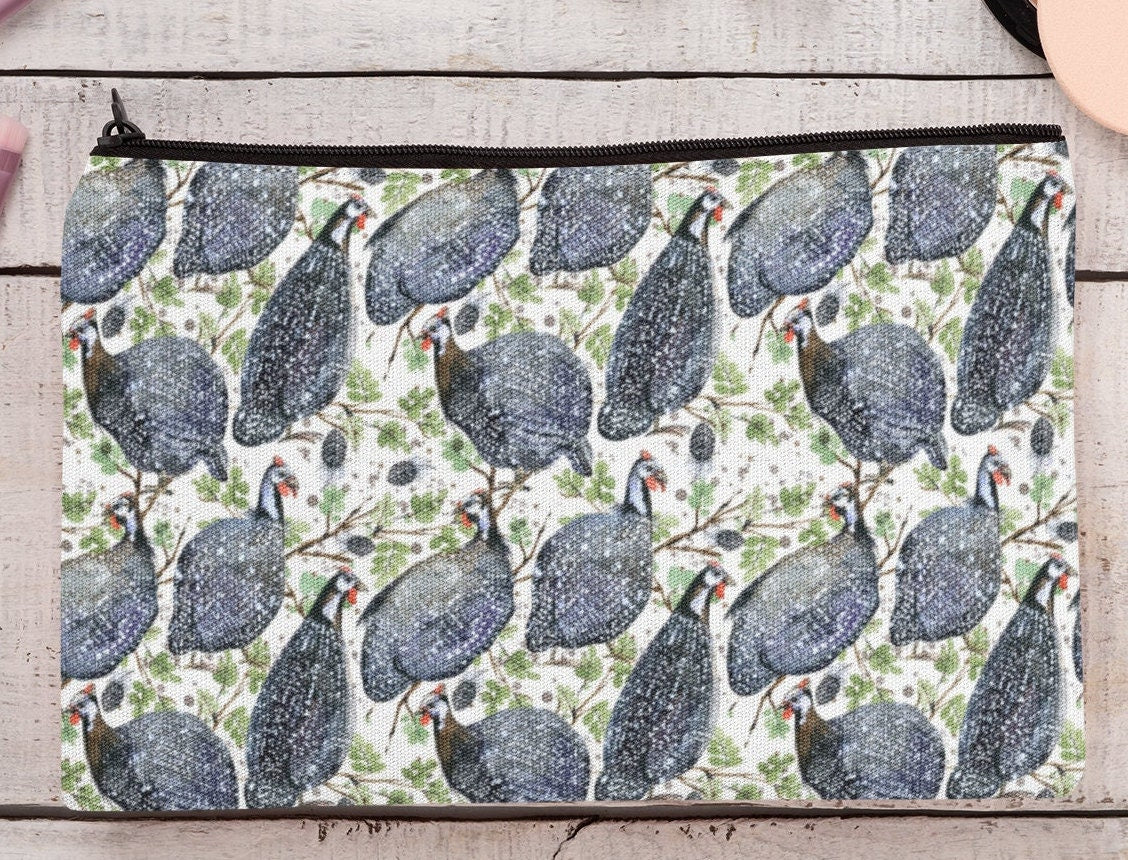 Guineafowl design zip purse make up bag pencil case bag