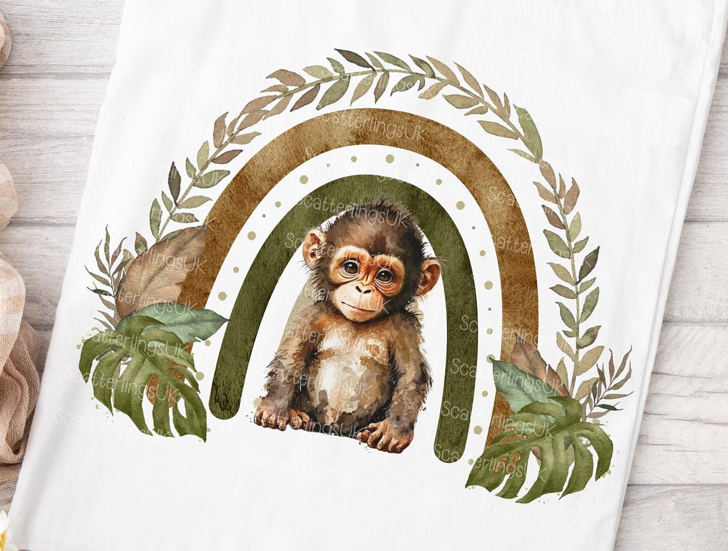 Cheeky Monkey Rainbow personalised custom white tote bag gift for teacher mum nan reusable eco-friendly safari jungle