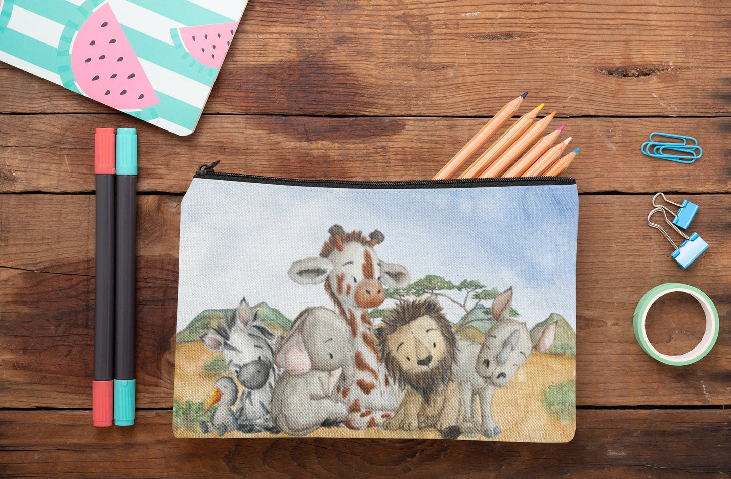 Nappy Diaper Safari Jungle pouch bag wipes storage changing bag animals Lion Giraffe Zebra New baby shower toddler gift