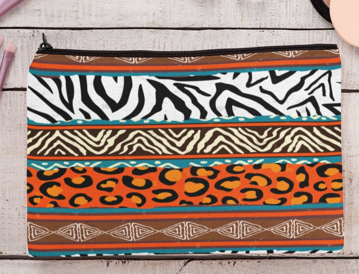 Africa design cosmetic zip case