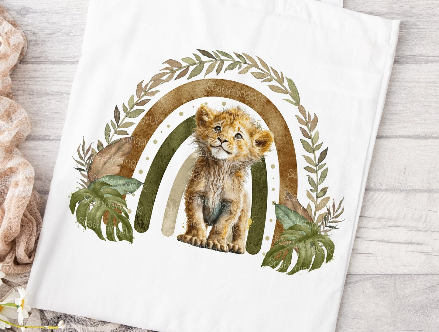Lion Rainbow personalised custom white tote bag gift for teacher mum nan reusable eco-friendly safari jungle