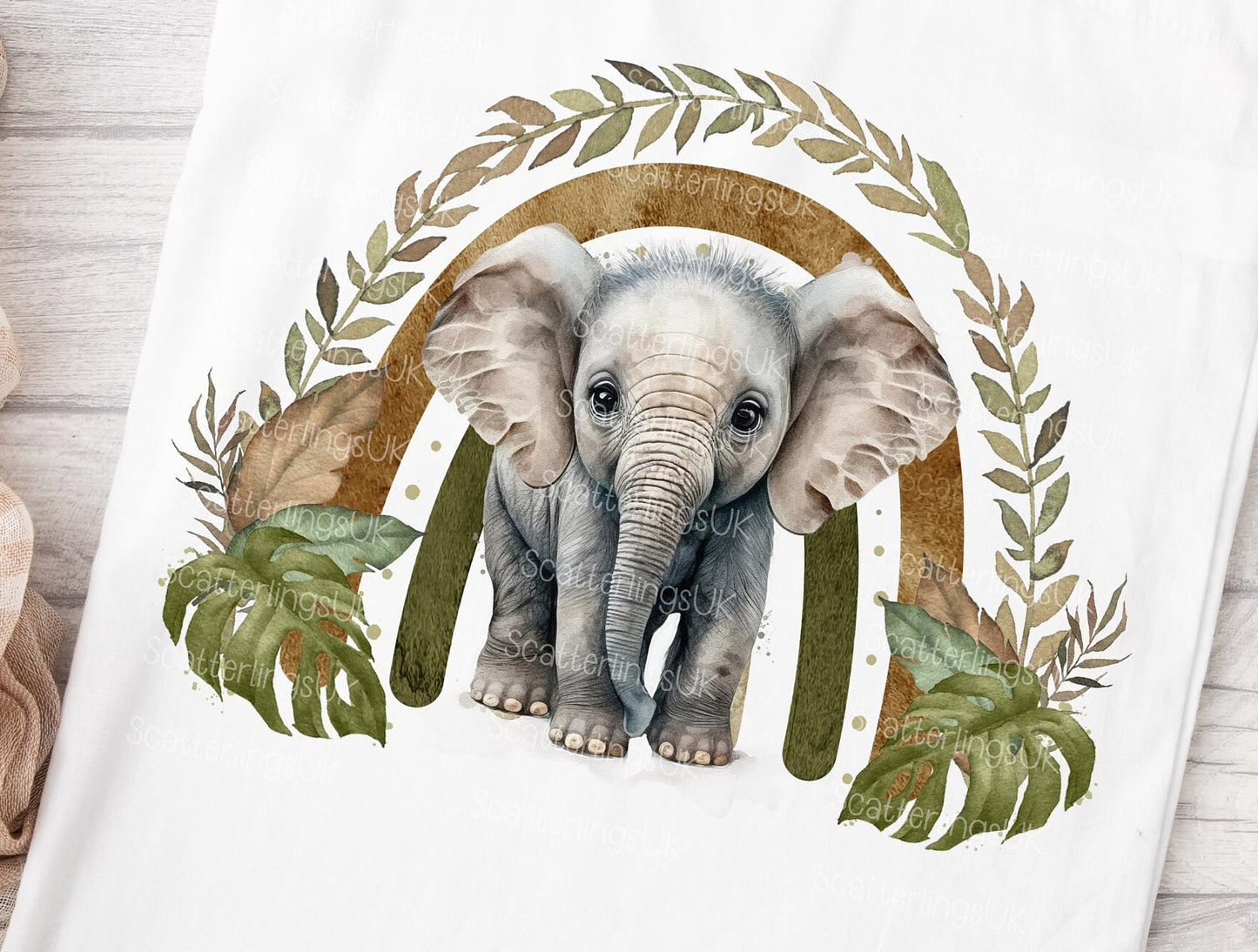 Elephant Rainbow personalised custom white tote bag gift for teacher mum nan reusable eco-friendly safari jungle