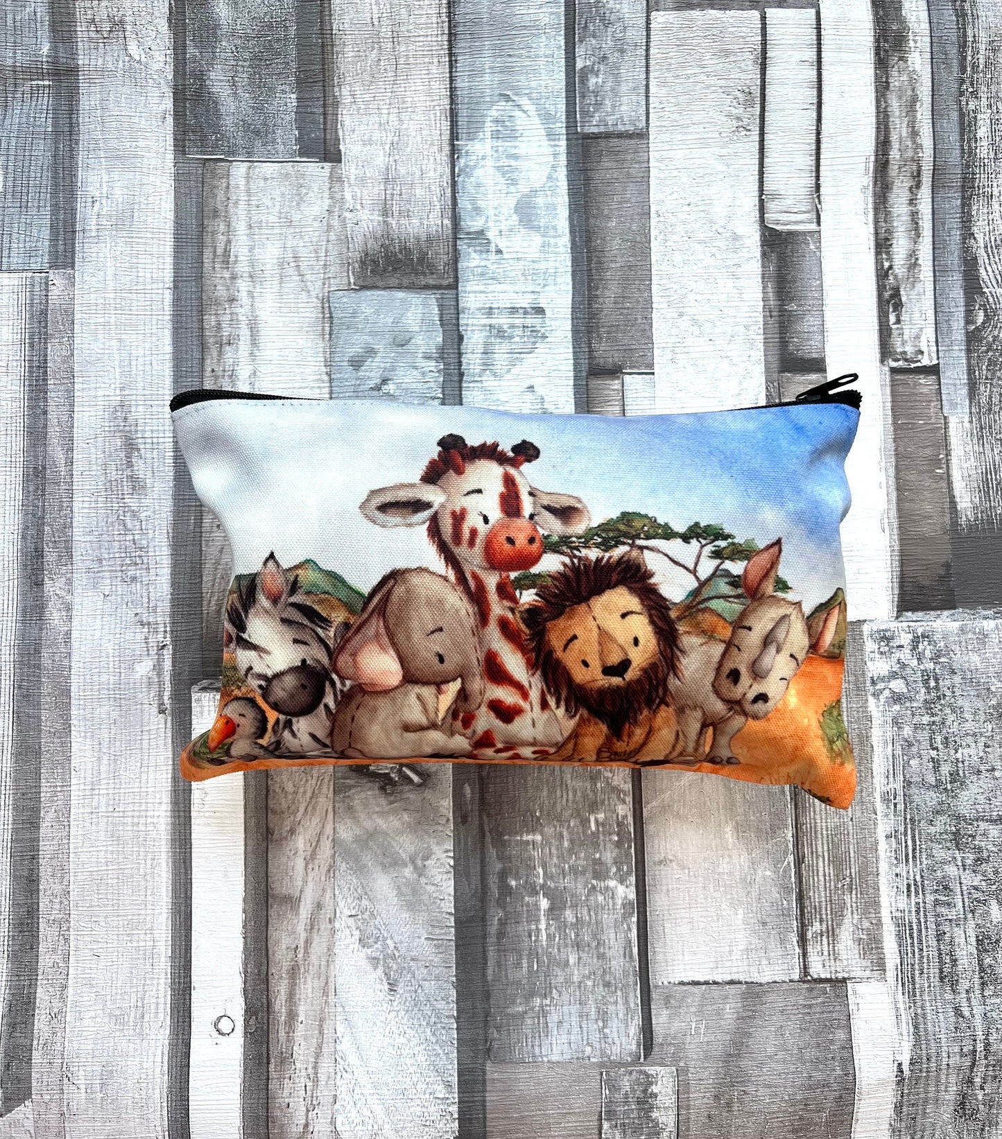 Nappy Diaper Safari Jungle pouch bag wipes storage changing bag animals Lion Giraffe Zebra New baby shower toddler gift