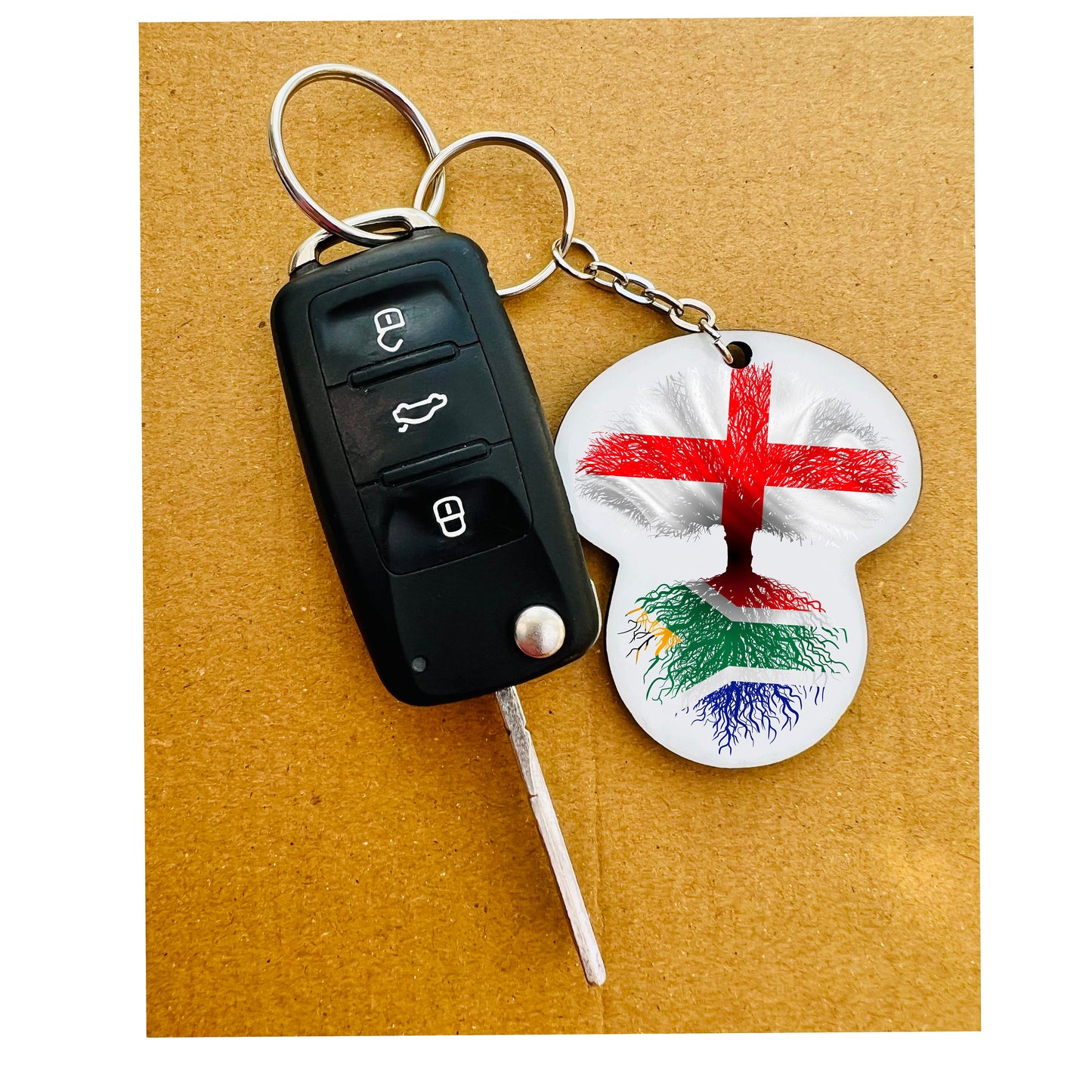 South African flag St George's Cross England keyring keychain heritage roots New home housewarming  travel christmas gift personalised