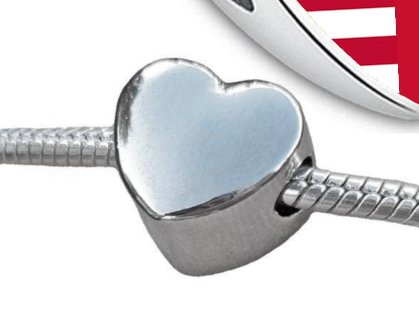 United States United Kingdom blended Flag heart bracelet charm bead Personalised Charm Add on charm Large hole bead Valentine’s gift for mom