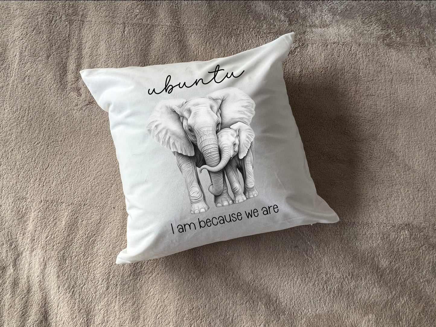 Elephant cushion cover pillow Ubuntu South African Mother Child Baby Couple New home housewarming Personalised