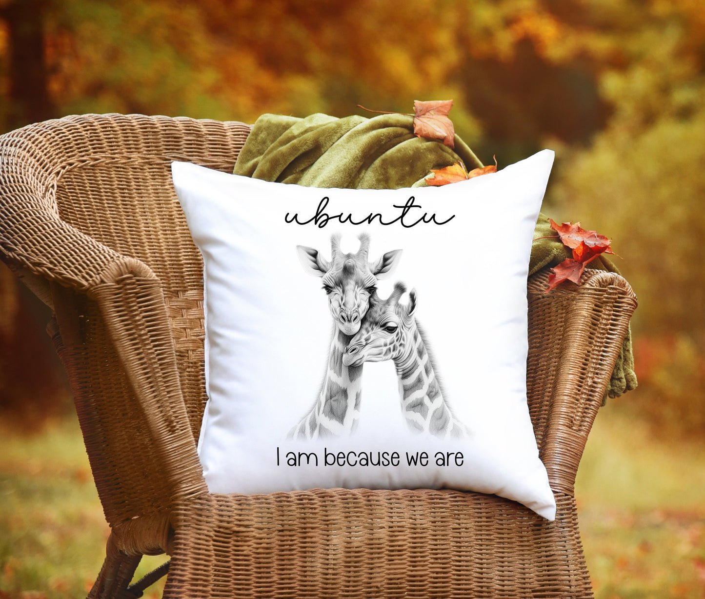 Giraffe cushion cover pillow Ubuntu South African Mother Child Baby Couple New home housewarming Personalised