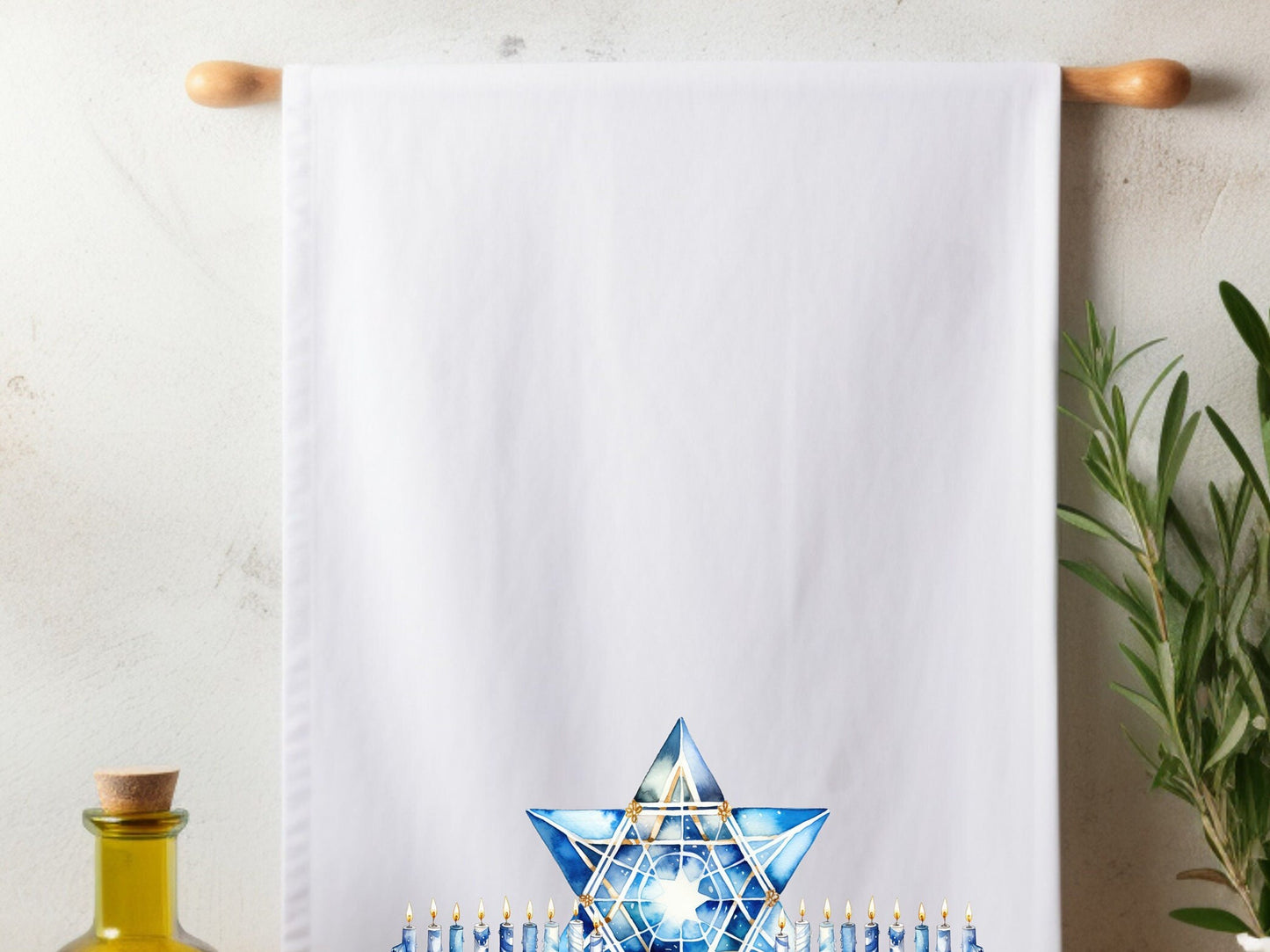 Hanukkah T-Towel Kitchen Gift for Jewish Holidays Happy Chanukah festival of lights Menorah candles Modern Judaica Simcha Home Hebrew Décor