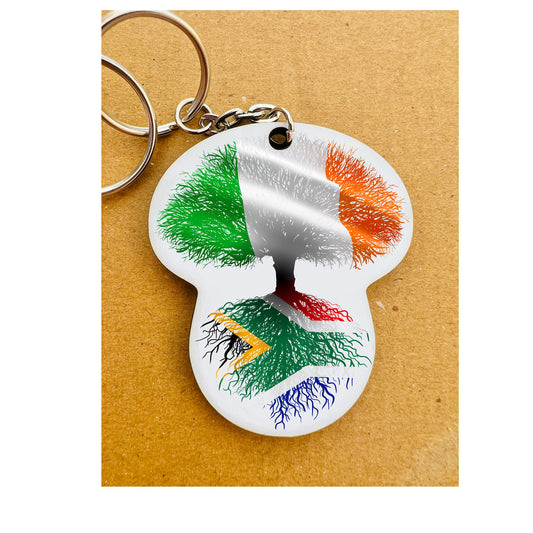 South African flag Ireland Irish tricolour keyring keychain heritage roots New home housewarming  car travel christmas gift personalised