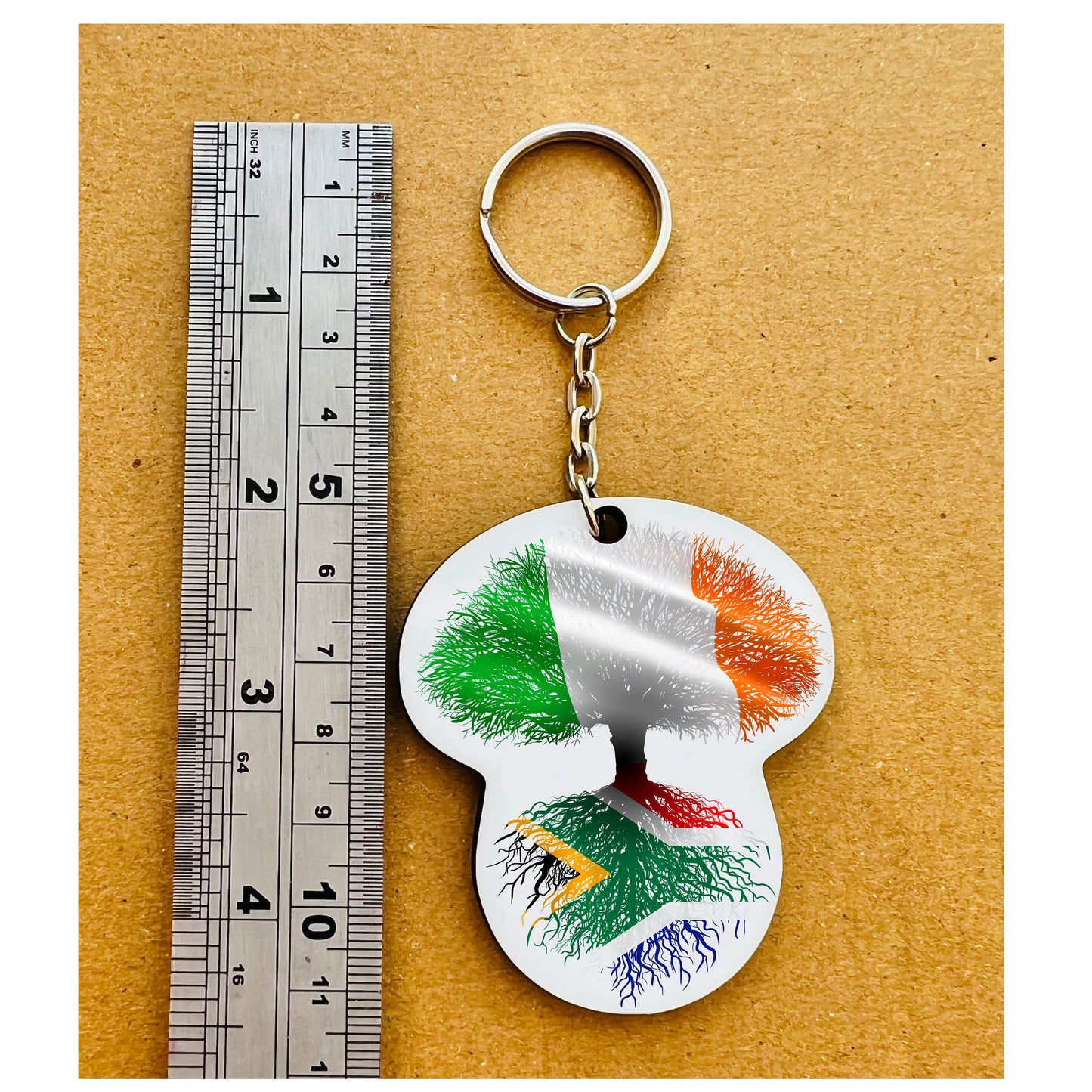 South African flag Ireland Irish tricolour keyring keychain heritage roots New home housewarming  car travel christmas gift personalised