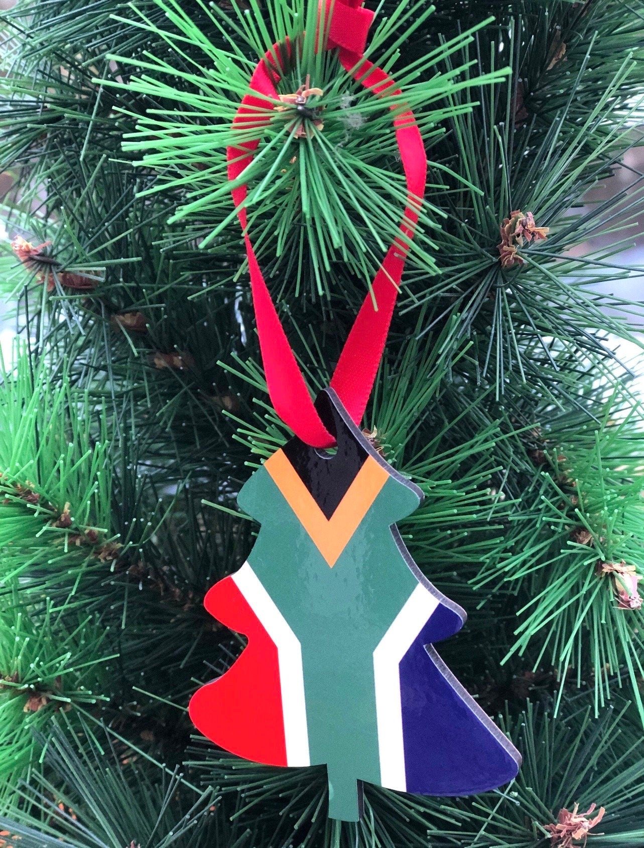 Christmas Tree South African Flag Decoration Hanging Ornament Bauble Xmas Holiday Secret Santa Stocking Filler New Home Gift Family Keepsake