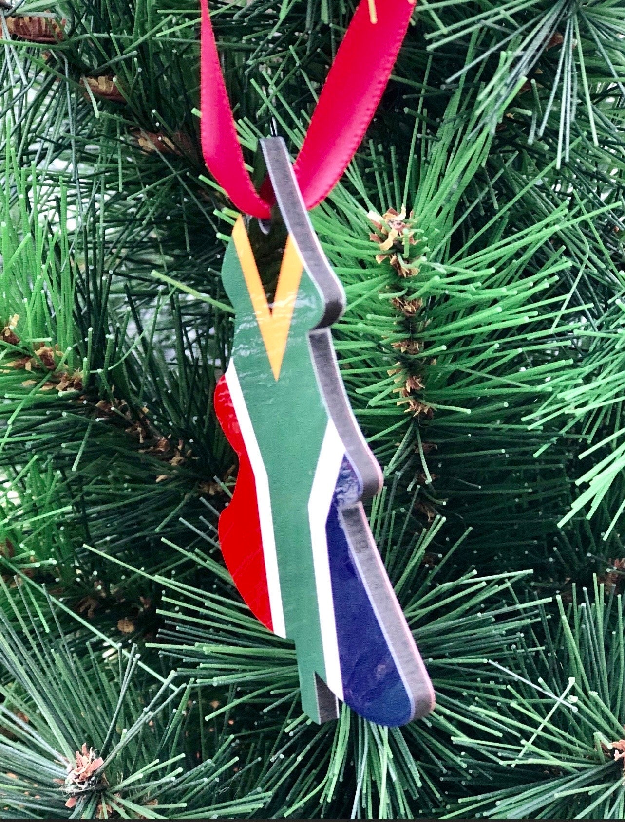 Christmas Tree South African Flag Decoration Hanging Ornament Bauble Xmas Holiday Secret Santa Stocking Filler New Home Gift Family Keepsake