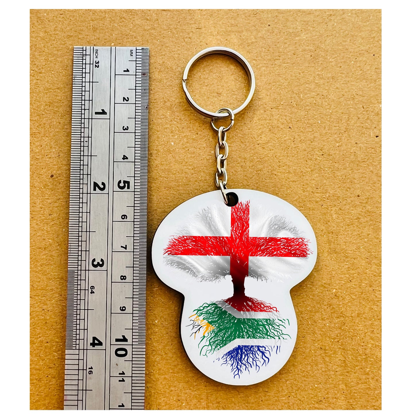 South African flag St George's Cross England keyring keychain heritage roots New home housewarming  travel christmas gift personalised