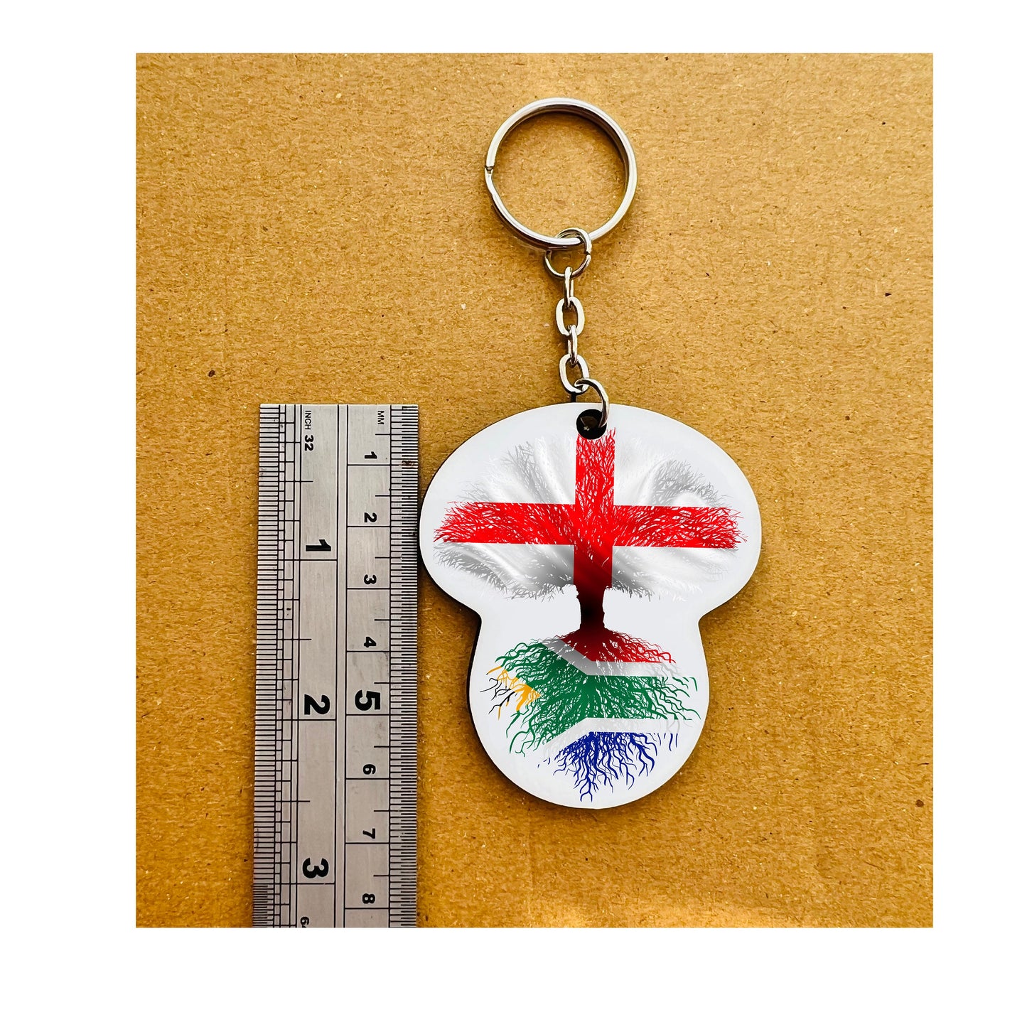 South African flag St George's Cross England keyring keychain heritage roots New home housewarming  travel christmas gift personalised