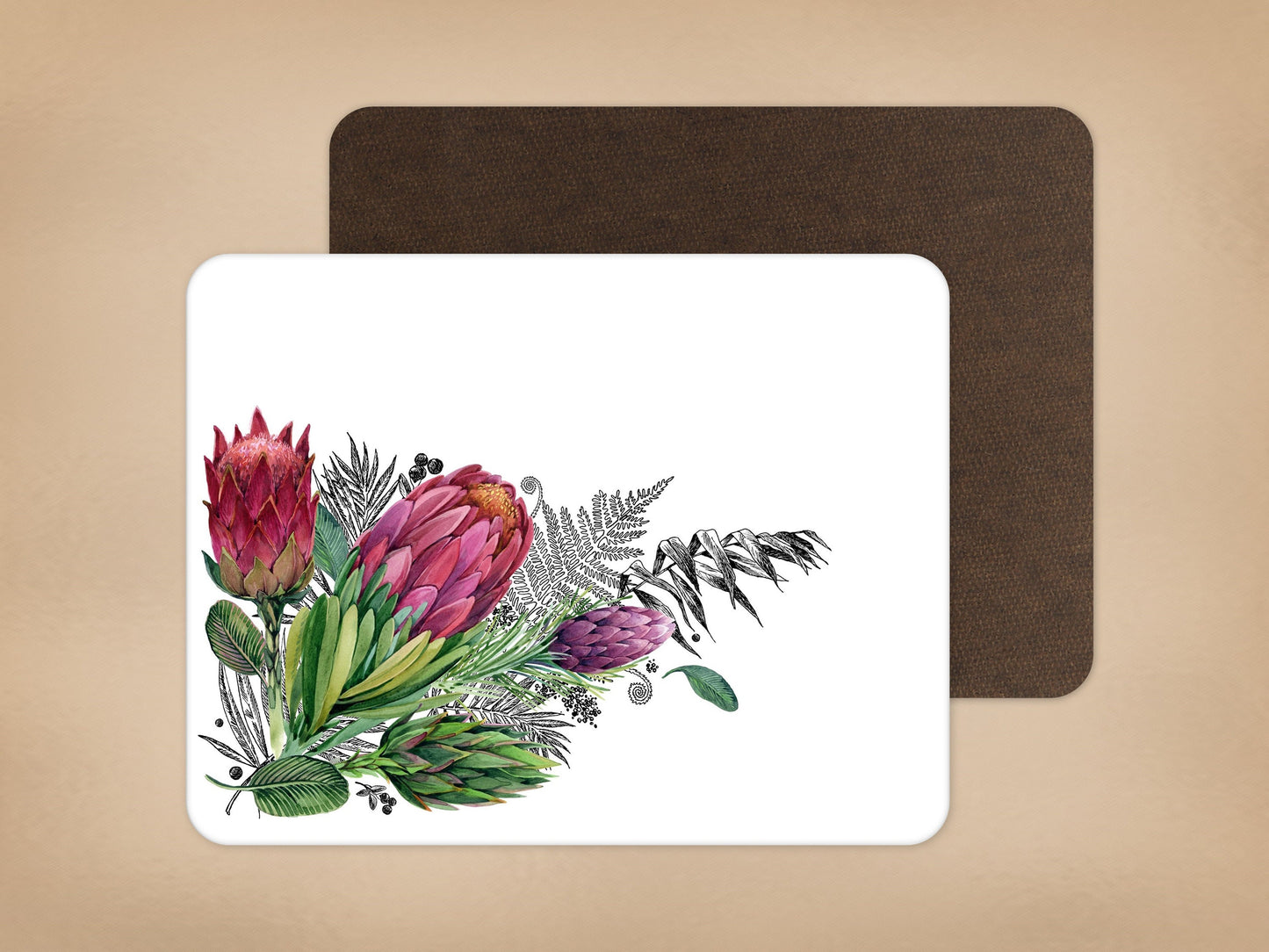 Protea tablemats placemats Pink flowers south africa gift homeware decor place setting