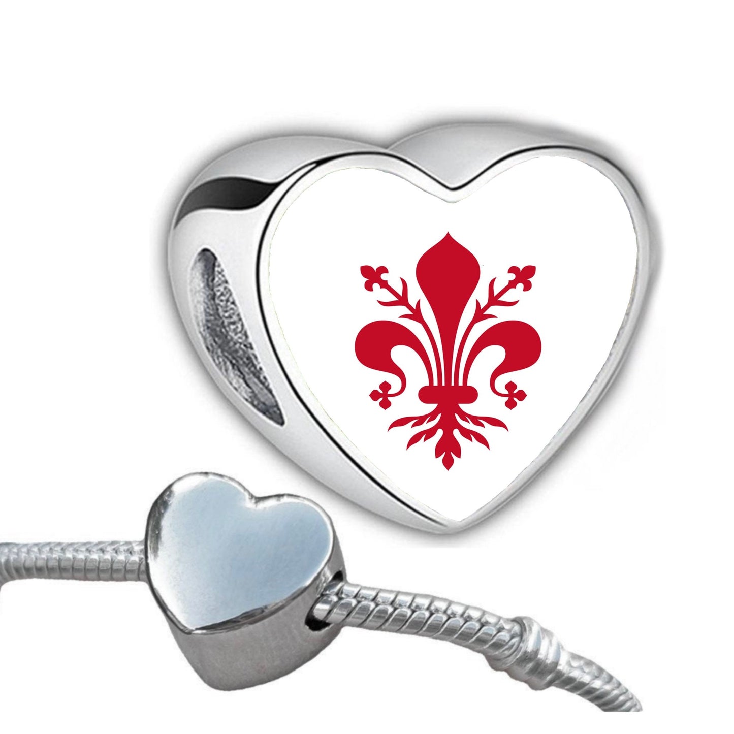 Florence Italy Italian heart shaped bracelet charm bead Personalised flag Add on charm Large hole bead Valentine’s gift for mom mum