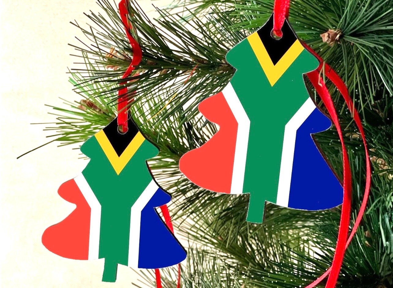 Christmas Tree South African Flag Decoration Hanging Ornament Bauble Xmas Holiday Secret Santa Stocking Filler New Home Gift Family Keepsake