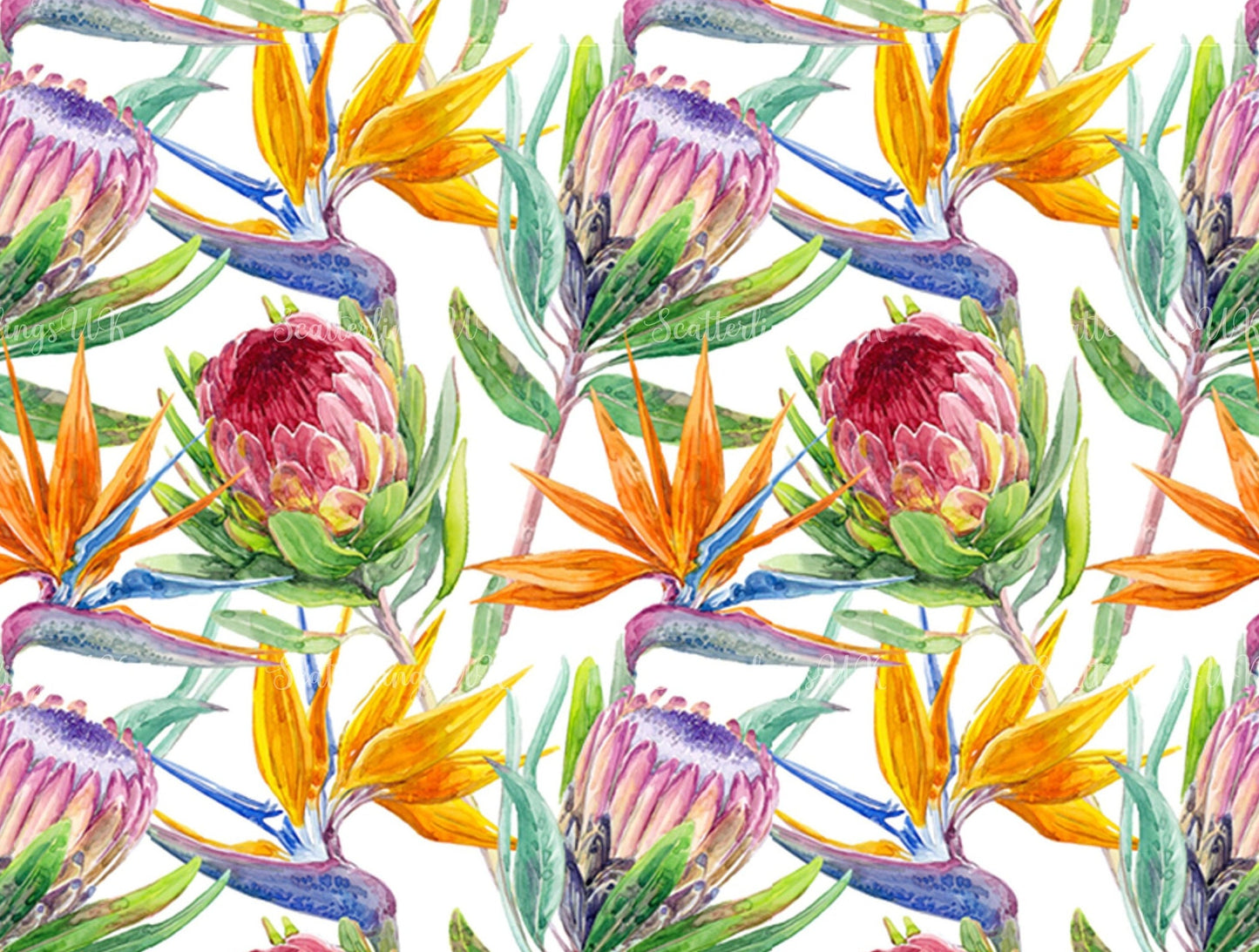 Protea and Strelitzia ( bird of paradise flower ) placemat tablemat, beautiful South African inspired design.