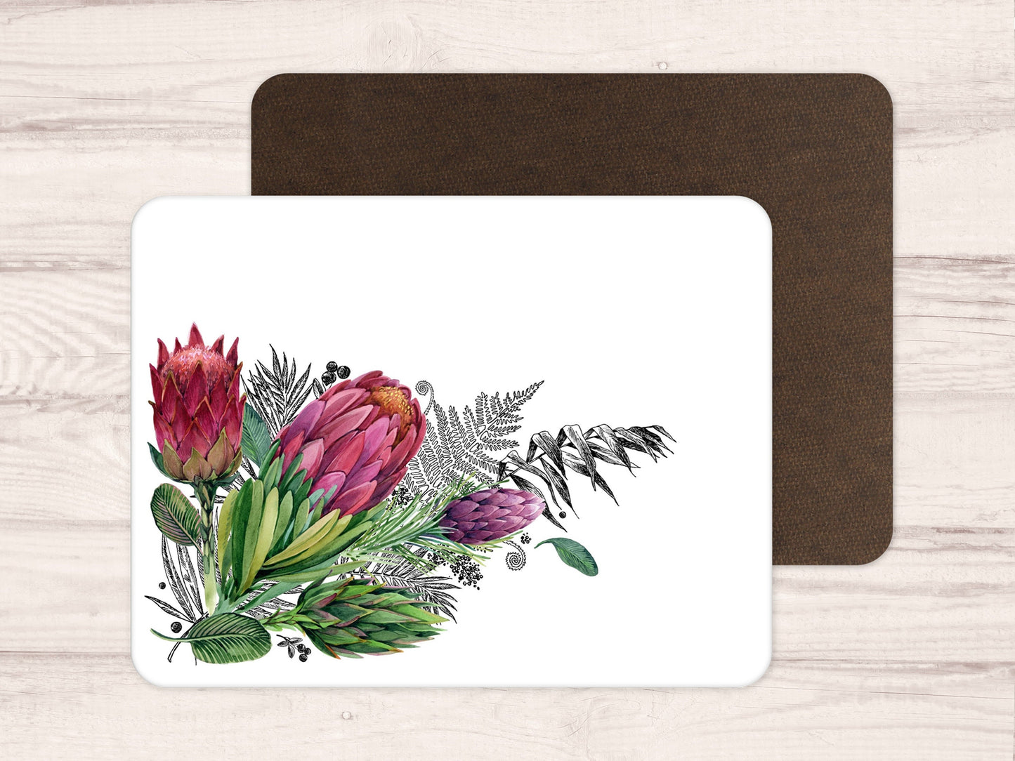 Protea tablemats placemats Pink flowers south africa gift homeware decor place setting