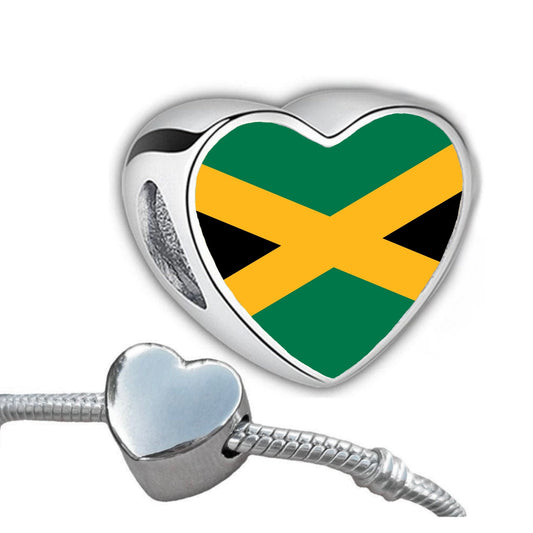 Jamaican Jamaica flag heart shaped bracelet charm bead personalised charm add on bead large hole charm Valentine’s gift for mum mom