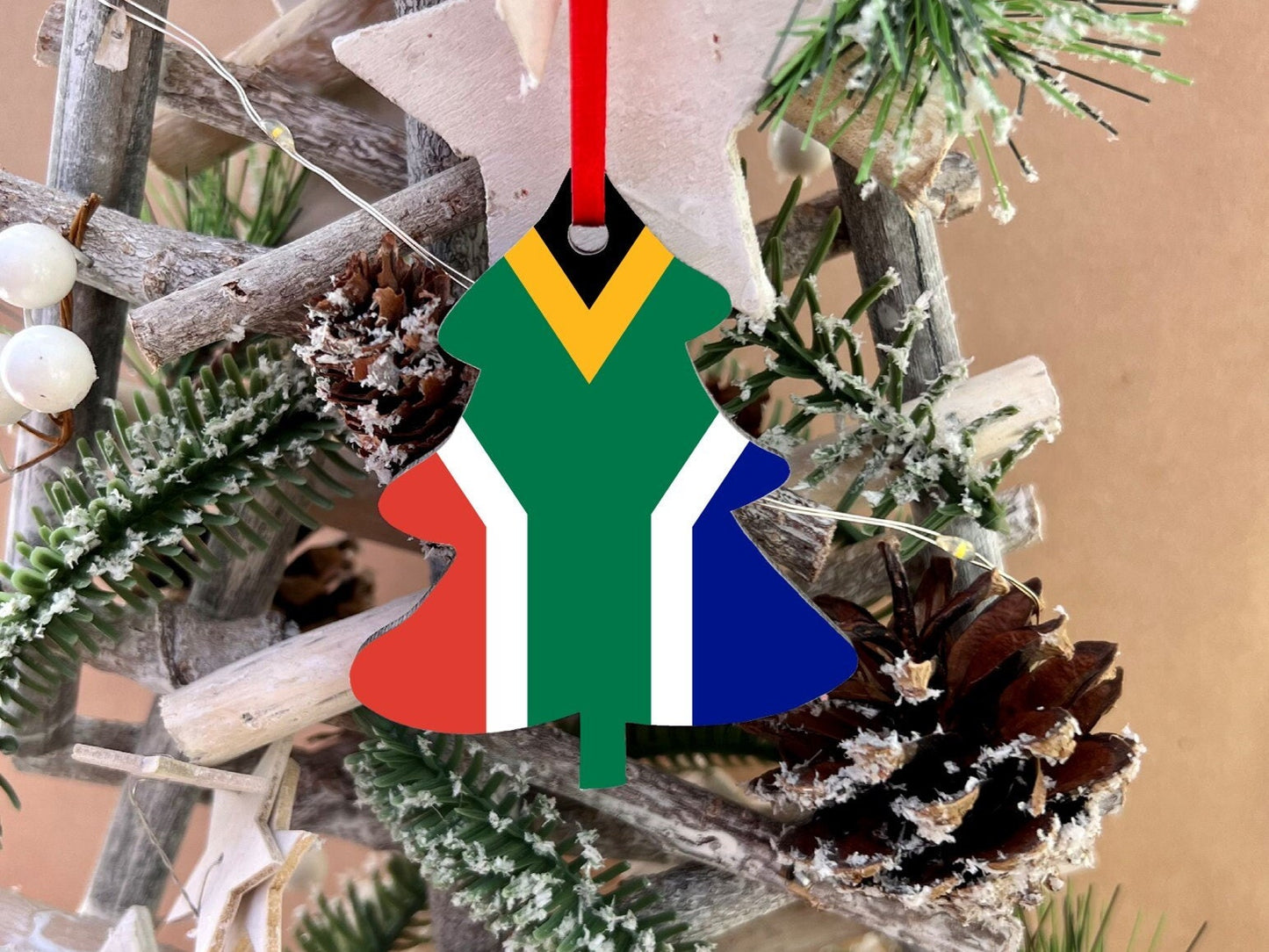 Christmas Tree South African Flag Decoration Hanging Ornament Bauble Xmas Holiday Secret Santa Stocking Filler New Home Gift Family Keepsake