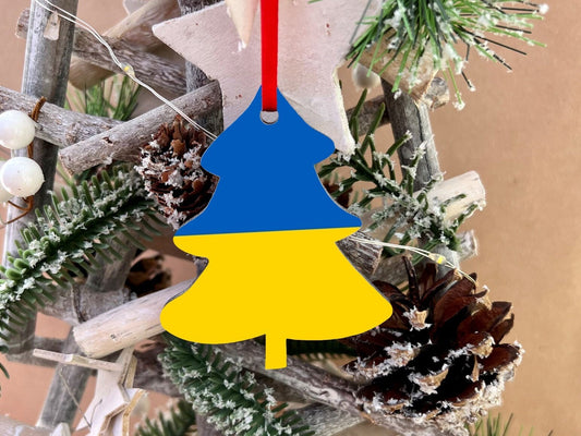 Ukrainian Flag Christmas Tree Ornament, Hanging Decoration