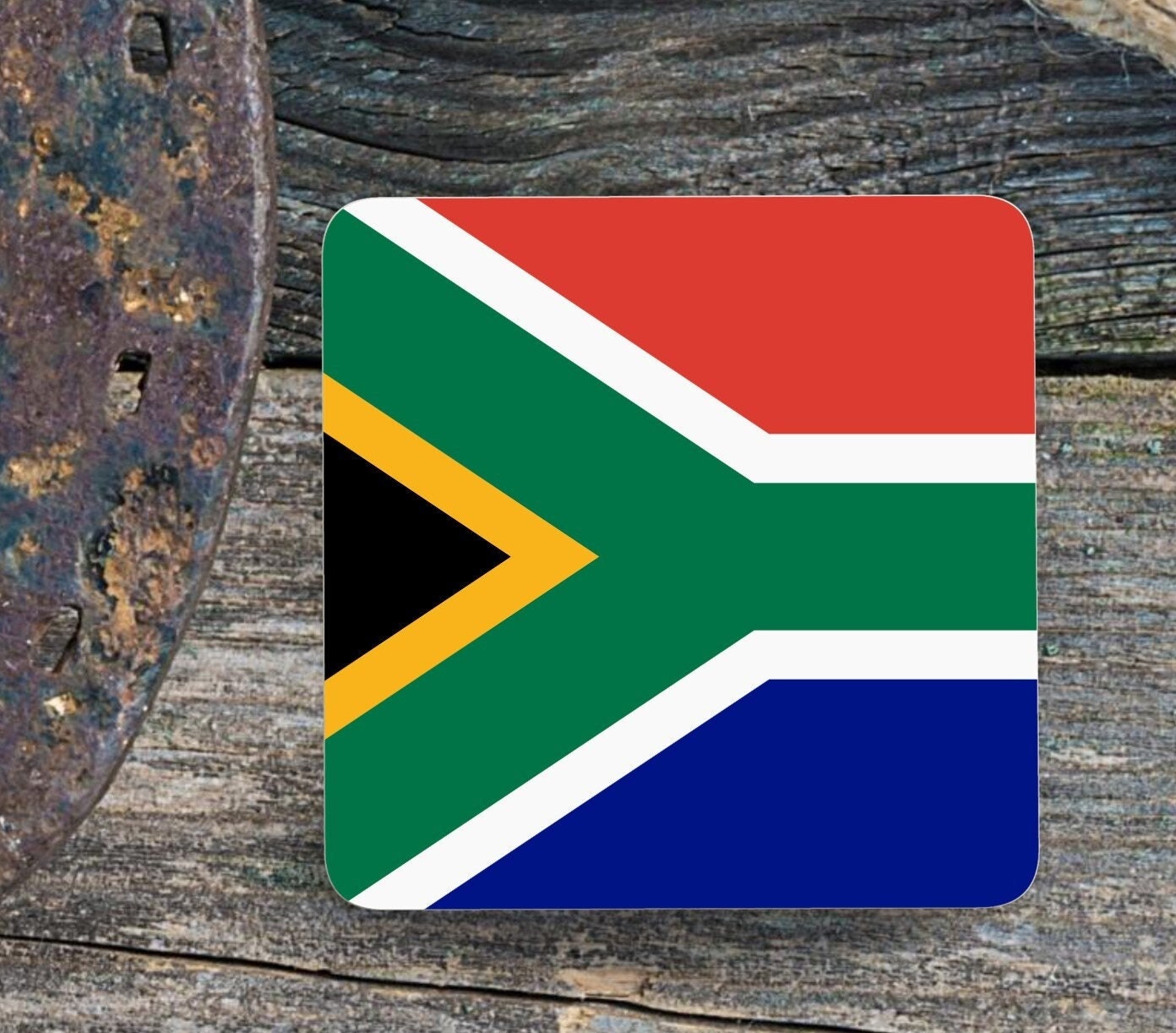 Coasters South African Flag Rainbow Nation. South African coaster. ( 9x9cm )