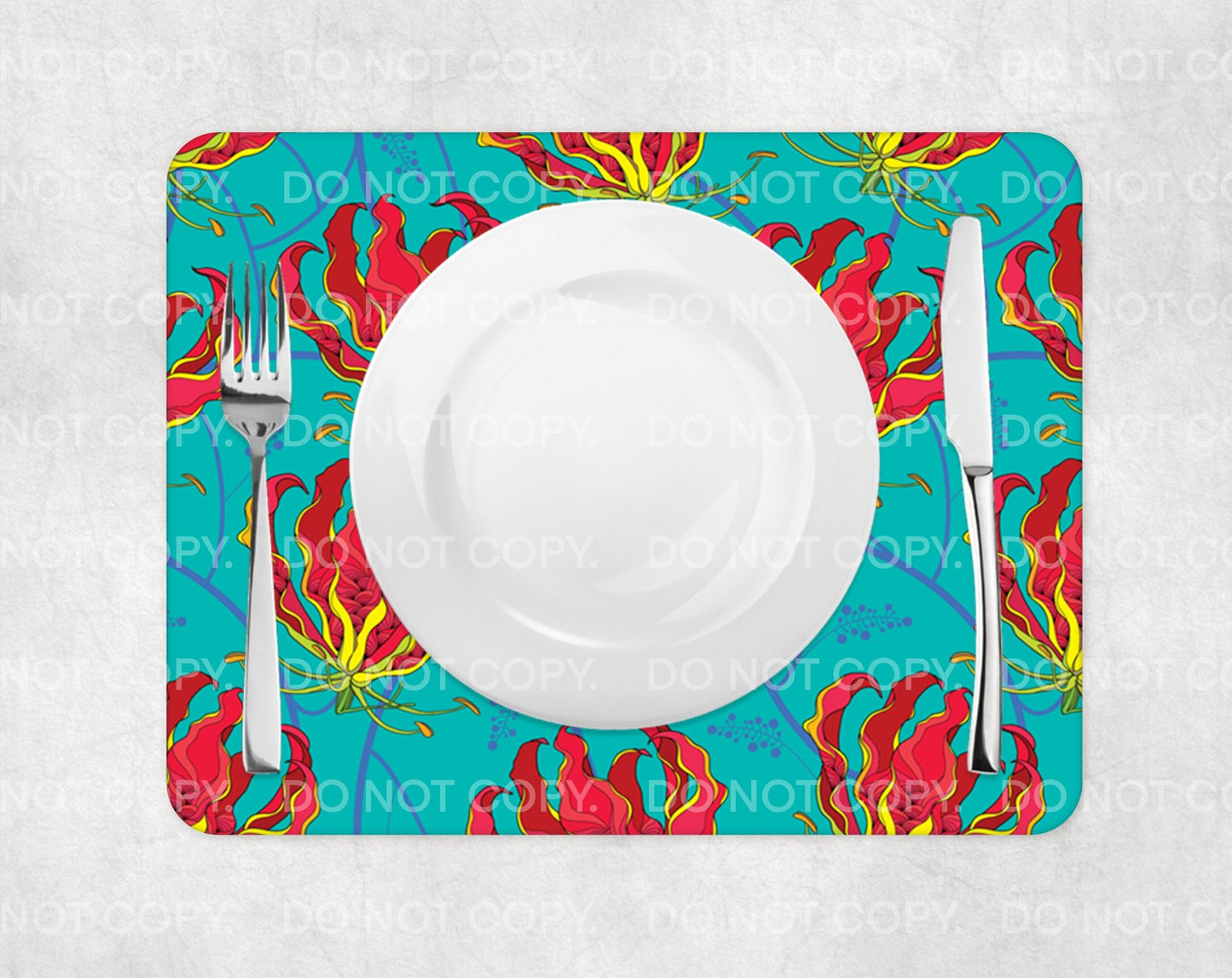 Placemat Flame Lily Gloriosa Superba  Zimbabwean flower South Africa Zimbabwe floral Botanical Gift Home decoration individual Table Mat