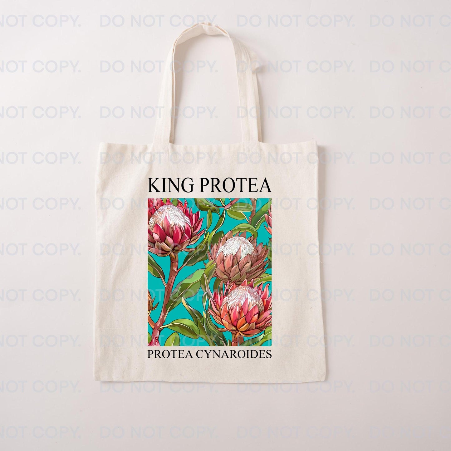 Protea Tote Bag Flower Market canvas Fabric Reusable Australia South Africa Bright Flower Gift  for Her Mum Birthday Reusable Eco Friendly