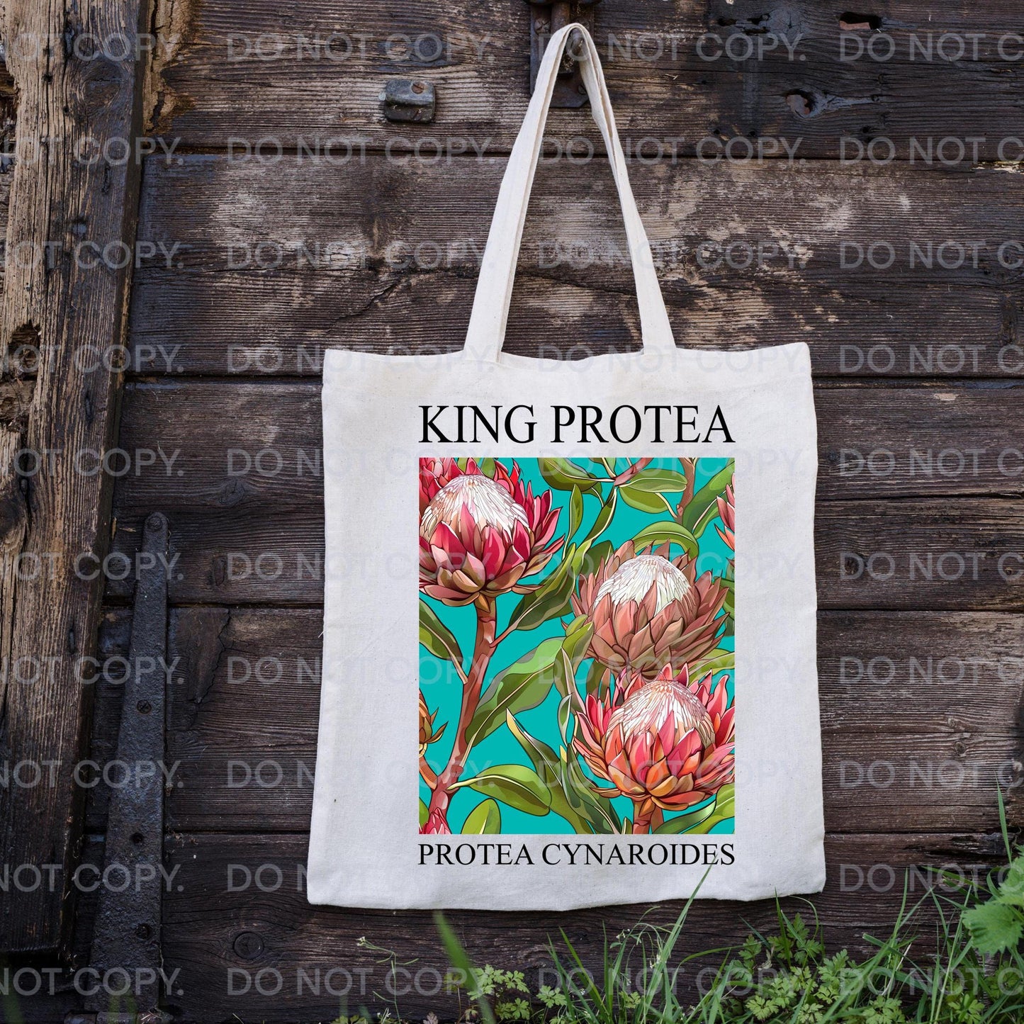 Protea Tote Bag Flower Market canvas Fabric Reusable Australia South Africa Bright Flower Gift  for Her Mum Birthday Reusable Eco Friendly